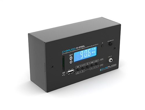 Миниатюрный настенный микшер-усилитель, MP3/FM/Bluetooth, line in, D-class, 2х15W/8ohm, черный CVGAUDIO R-25BL