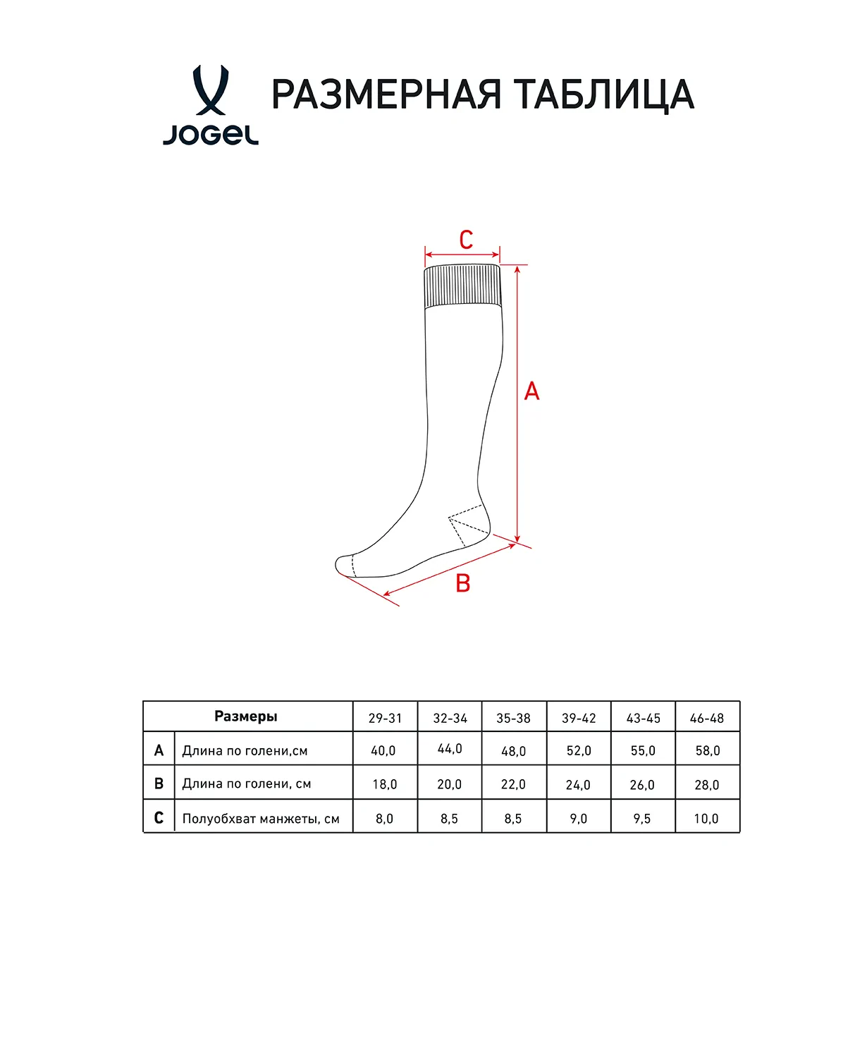 Гетры JOGEL MATCH 2 PerFormDRY Socks, темно-синий ЦБ-00009067